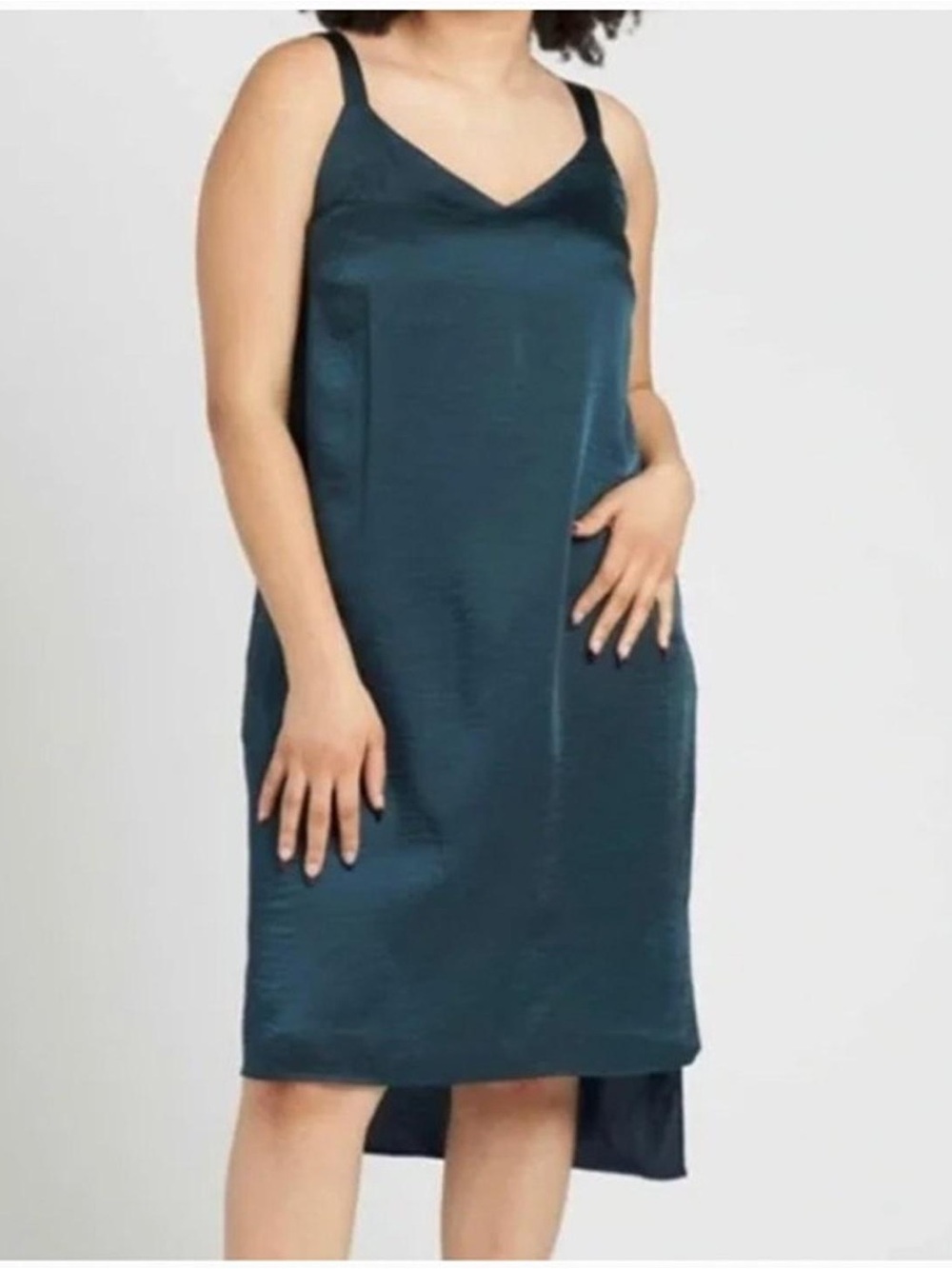 EUC Universal Standard Kara Satin Slip Dress in Deep Sea (US Small 14-16)
